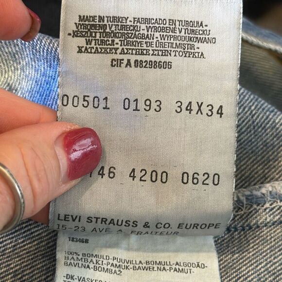 Levi’s Mens 501xx Button Fly Straight Jeans size W34 x L34 - Picture 9 of 9